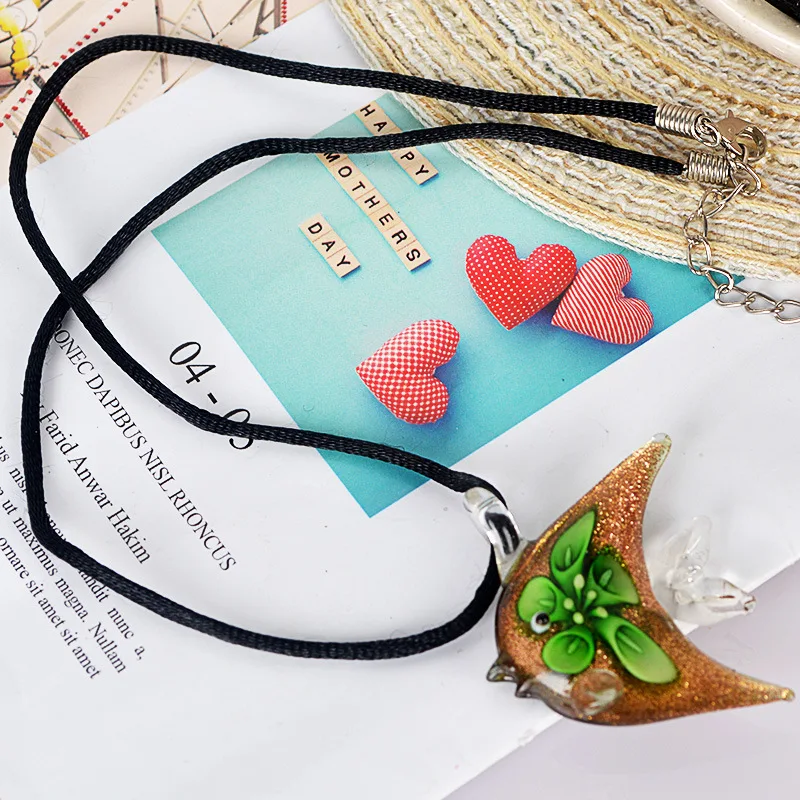 New Jewelry Handmade Murano Lampwork Glass Flower Pendant Fit For Necklace Gifts Fish  Foot Shape