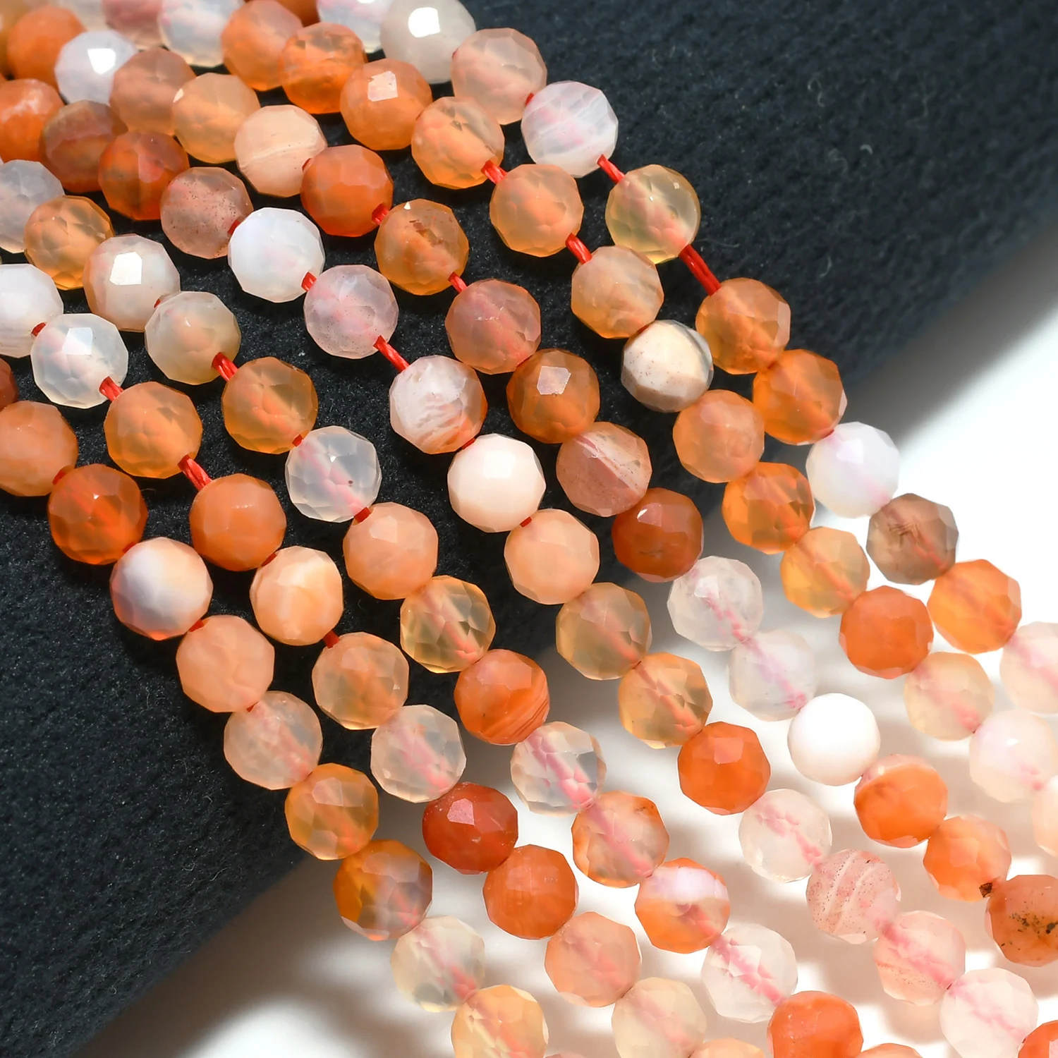 Natural Orange Botswana Agate Faceted Round Beads 4.2mm