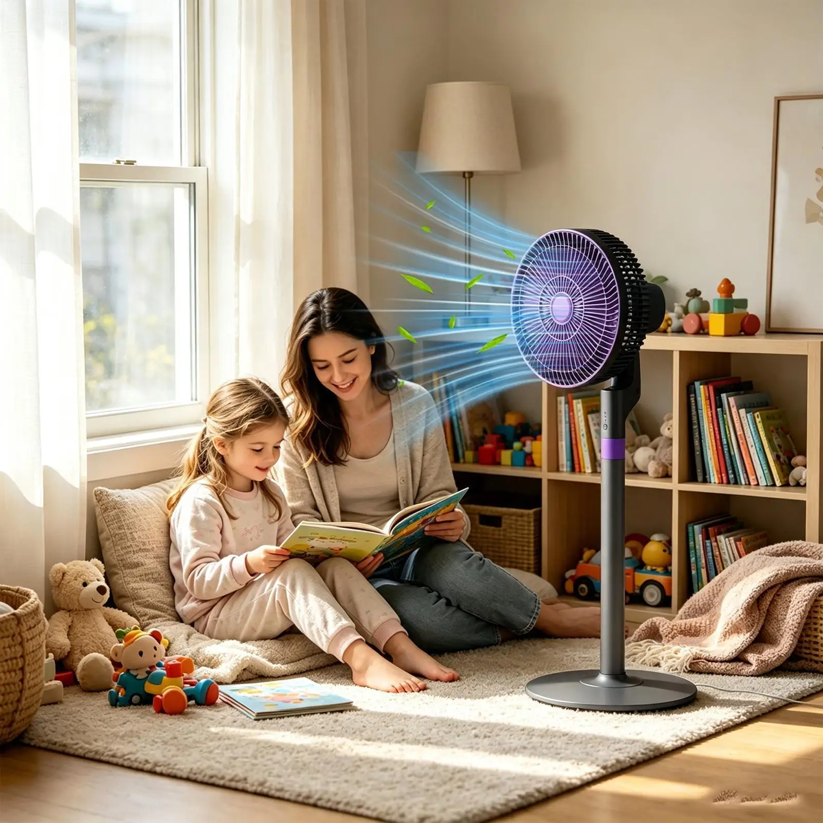 Modern 2-in-1 Floor Desk Air Circulator Fan 3 Speeds Powerful Airflow Portable USB Pedestal Fan for Home Bedroom Office
