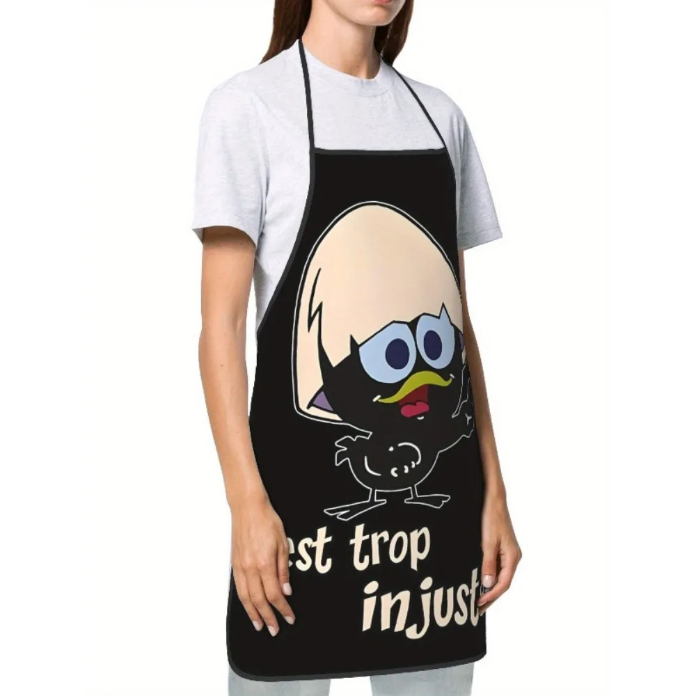 Cartoon Chicken Print Apron Black Background Cute Chicks Waterproof Kitchen Cooking Bib for Men Women Household Baking