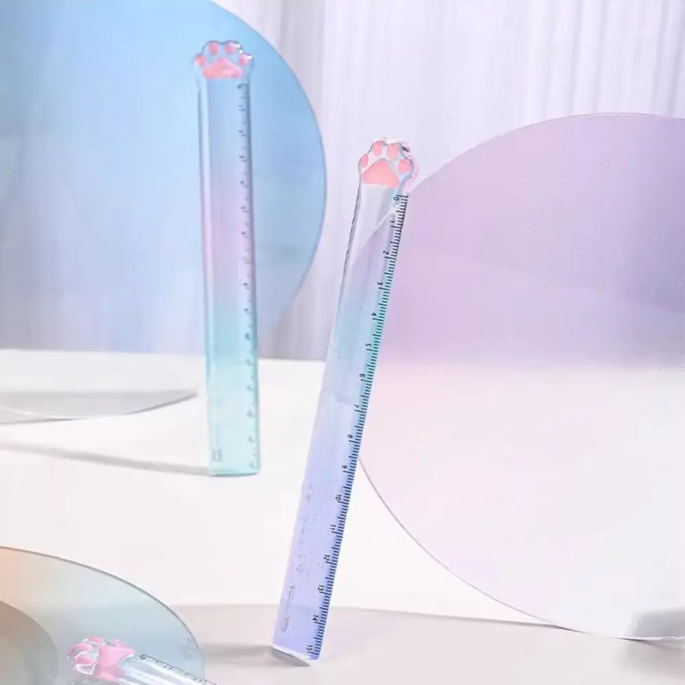 Дизайн кошачьей лапы, кошачья лапа, 15 см, прямая линейка, прозрачная многофункциональная математическая линейка для рисования, акриловая разделение, инструменты для рисования своими руками