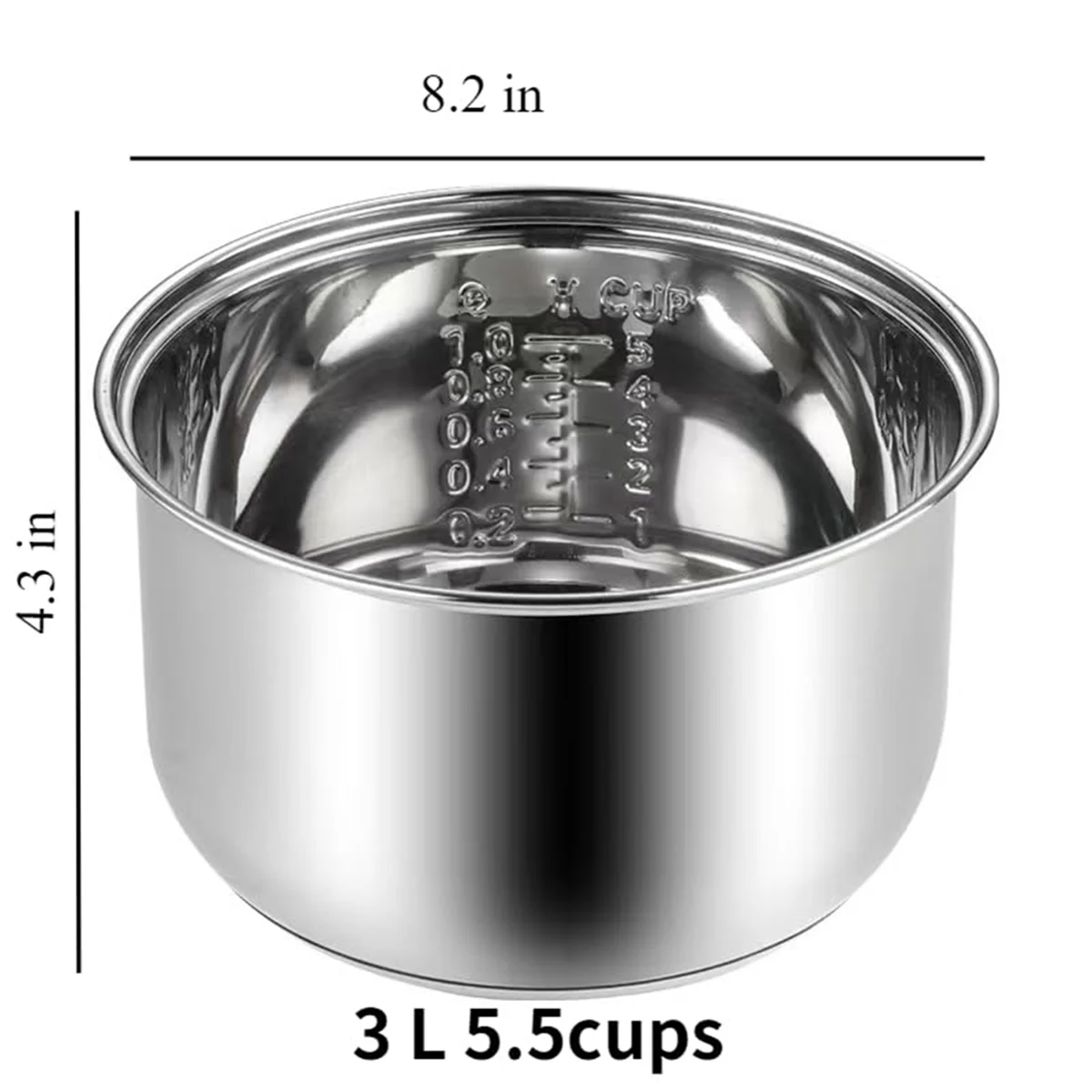 A56X 304 Stainless Steel Rice Cooker Inner Bowl for Zojirushi NS-TSC10 (5.5cups) Multi-Cooker Replacement Inner Po