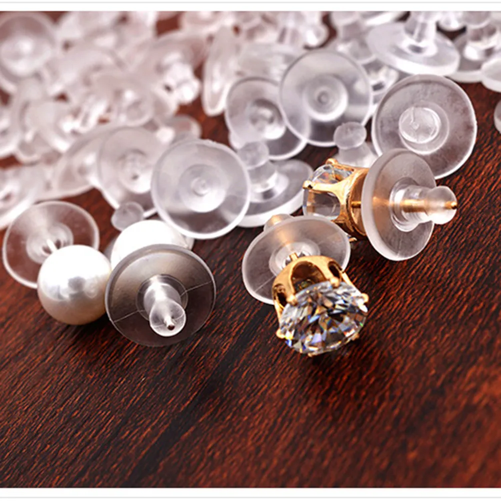 

100Pcs Silicone Earring Backs Transparent Stretchy Comfortable Ear Backings Easy-Grip Non-Slip Earring Safety Stoppers Secure