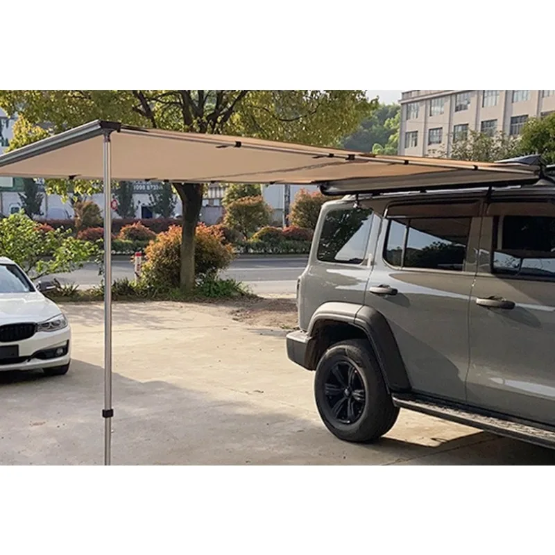 Black Coated Waterproof SUV Car Side Awning Tent, Suction Fixed Vehicle Side Sun Shade for Outdoor Camping Self-Driving