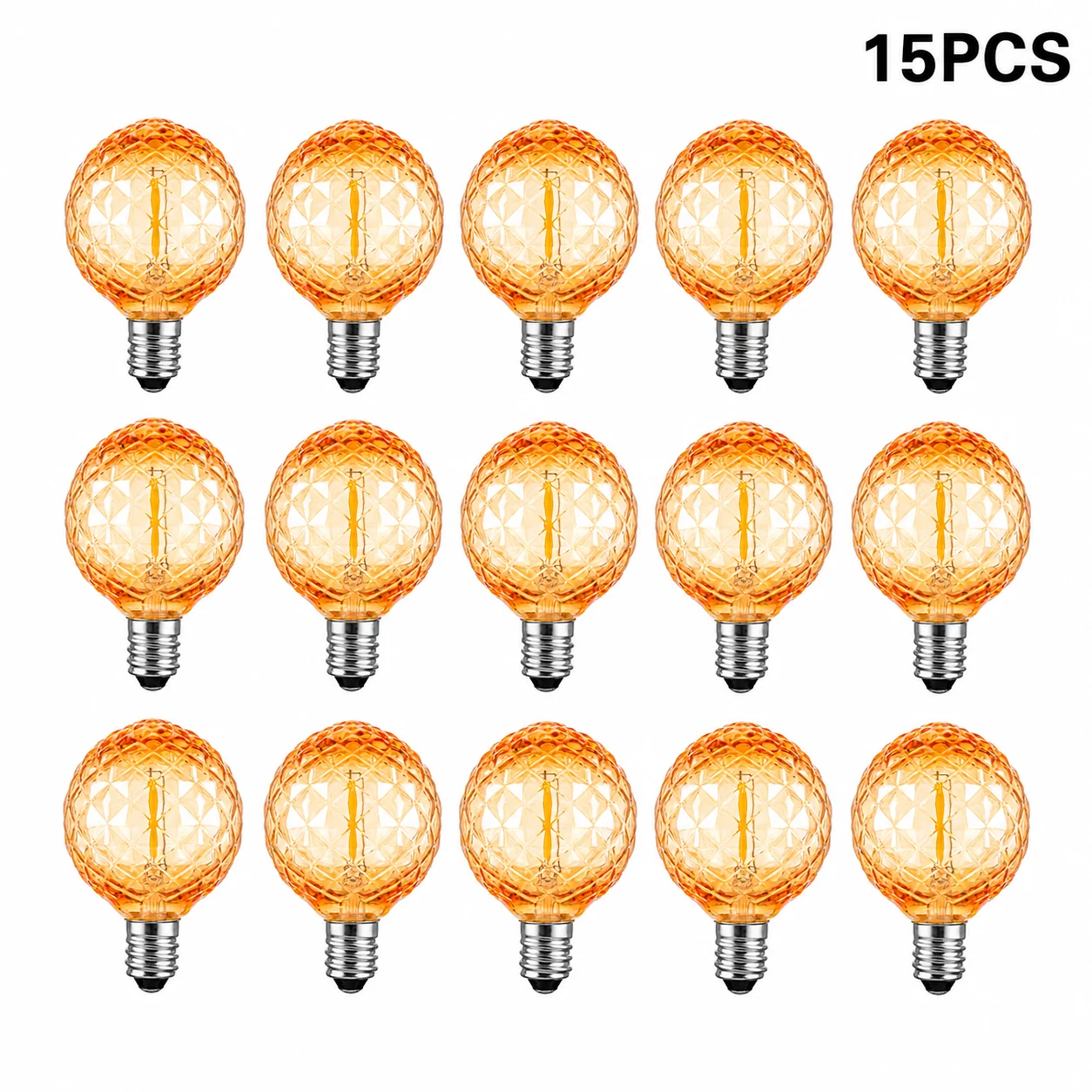 G40 Shatterproof Amber Diamond LED Bulbs E12 1W