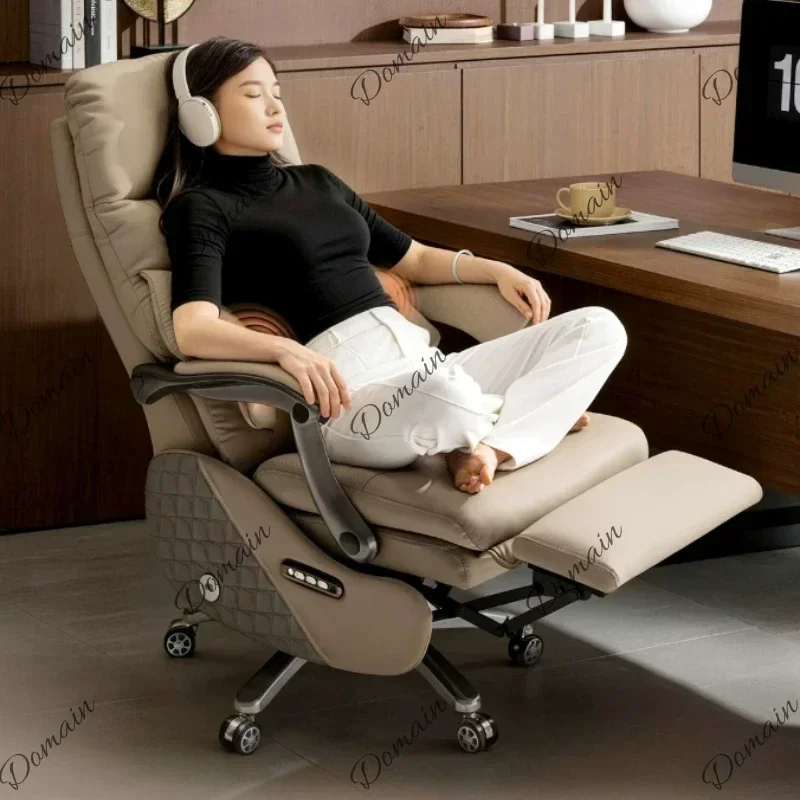 BW Multifunctional Motorized Leather Executive Office Seating Luxury Work Furnish Retractable Footrest Swivel Rest Furnishing