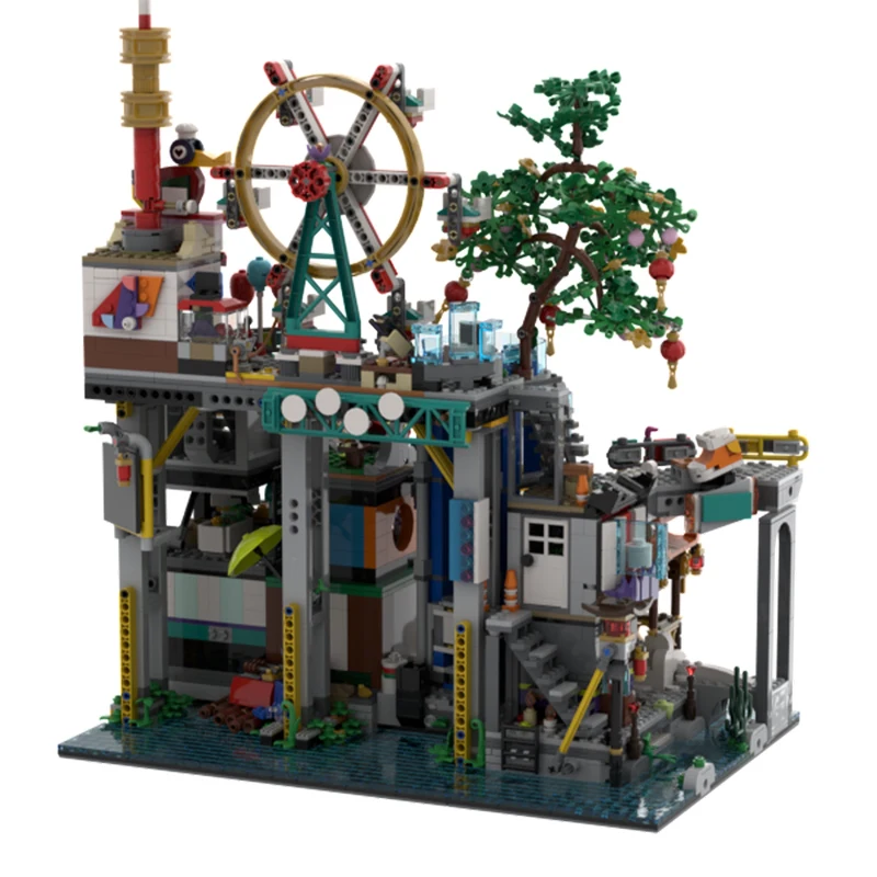 3586 sztuk MOC Ninjago City Megapolis architektura klocki Model montaż zabawki prezenty świąteczne dla dzieci