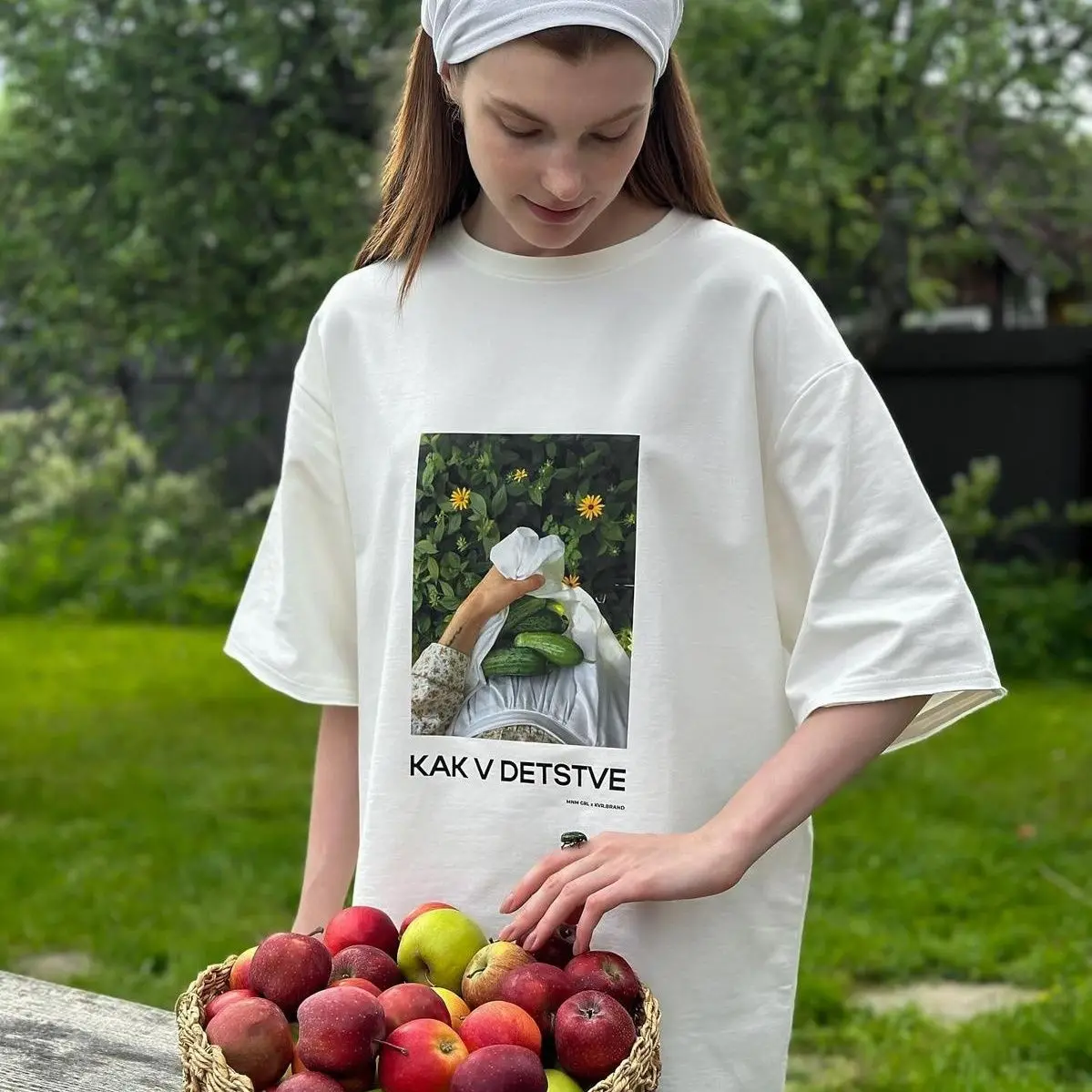 Chic Nostalgic Photo Print Cotton T-Shirt Pure Cotton Comfort Oversized Casual Tee for Women Sweet Russian Girls Fashion Loose