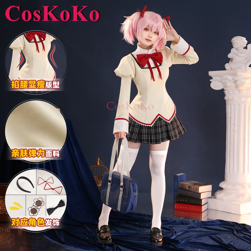 

CosKoKo Kaname Madoka Cosplay Anime Puella Magi Madoka Magica Costume Gorgeous School Uniform Halloween Party Role Play Clothing