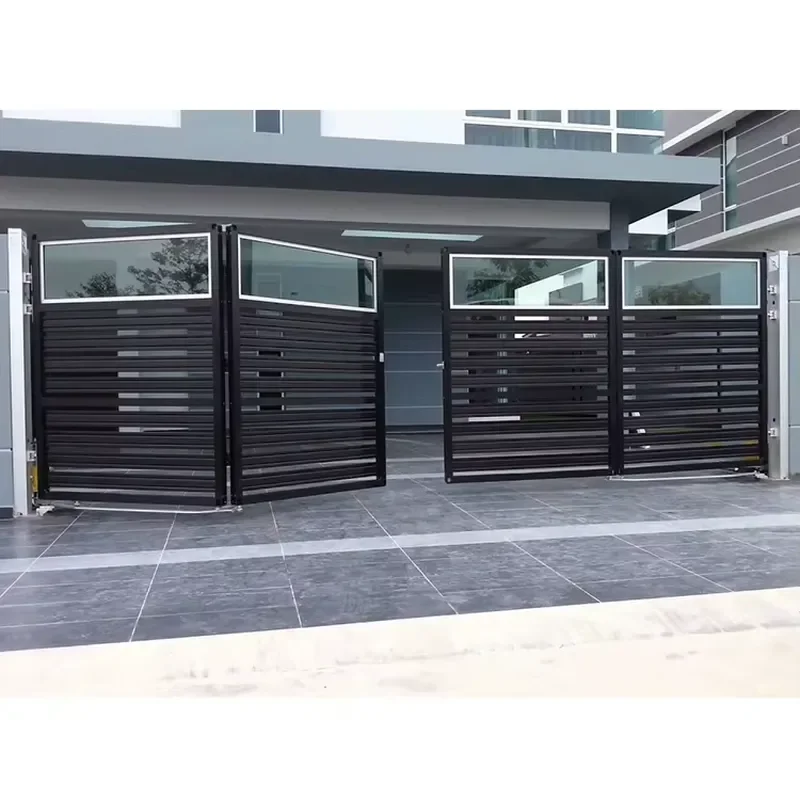 House Aluminium Bifold Type Gate Villa Aluminum Automatic System Sliding Gate Driveway Gate