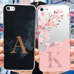 For iPhone SE 2016 Case SE2 2020 Transparent Cover Popular Letters Flower Soft Silicone Funda For iPhone 5 5S SE iPhoneSE Bumper