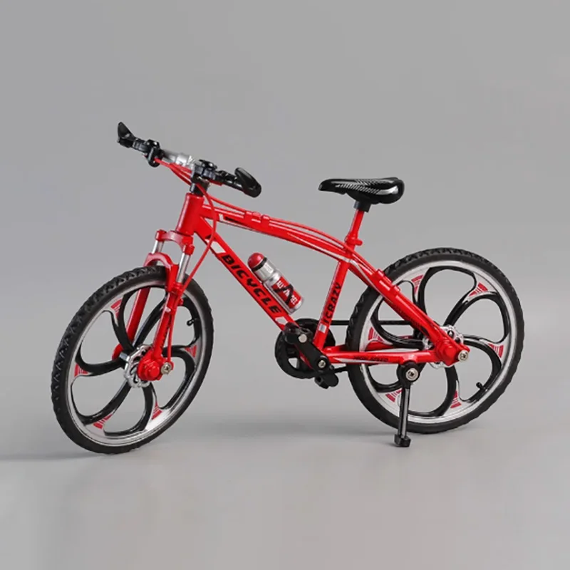 Bicicleta de aleación, modelo fundido a presión, mango curvo, colección de simulación de deslizamiento lateral de carretera, bicicleta de montaña de Metal, juguete de carreras para niño