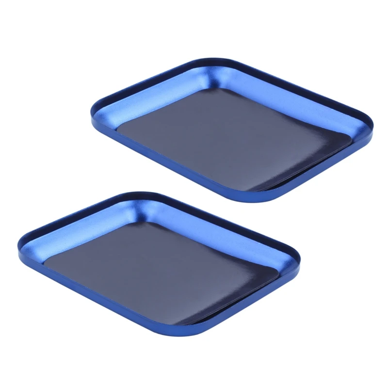 2X Useful Aluminum Alloy Screw Tray With Magnetic Pad For RC Model Phone Car Repair Tool Blue