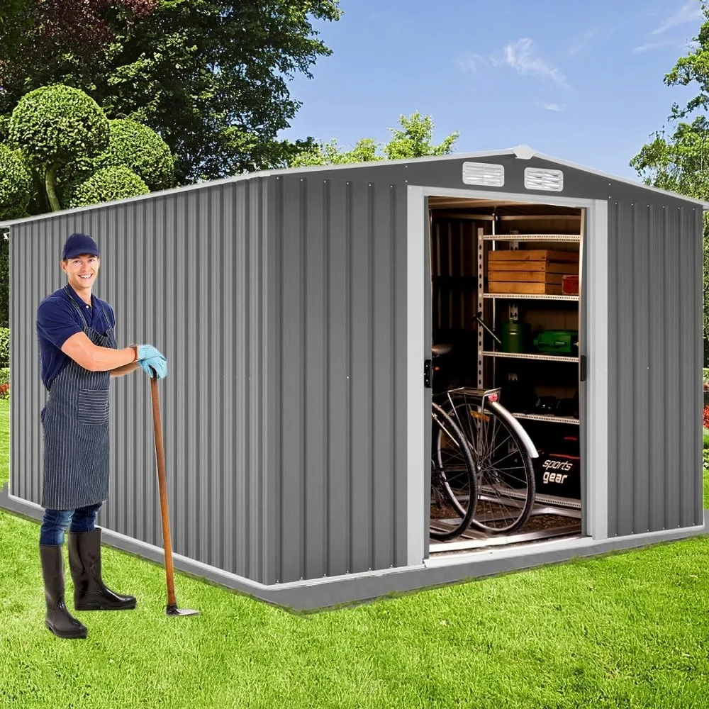 

8x10 FT Metal Outside Sheds & Outdoor Storage,Outdoor Storage Shed,Galvanized Steel for Backyard, Patio, Lawn, Tool Shed