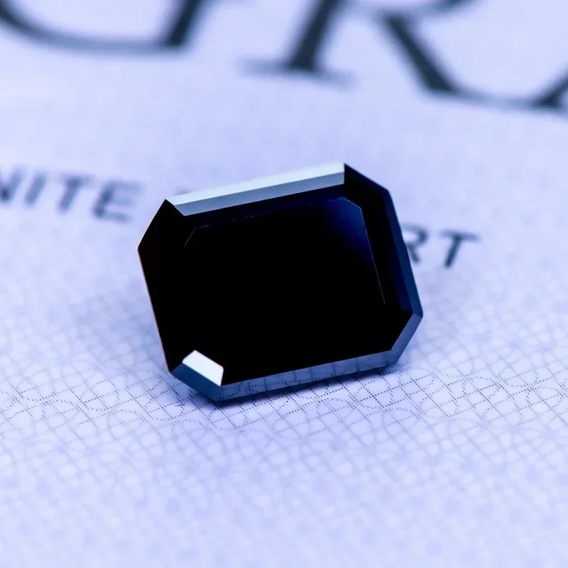

Moissanite Stone Emerald Cut Natural Black Color Extremely Shiny Quality DIY Advanced Jewelry Making Materials with Certificate