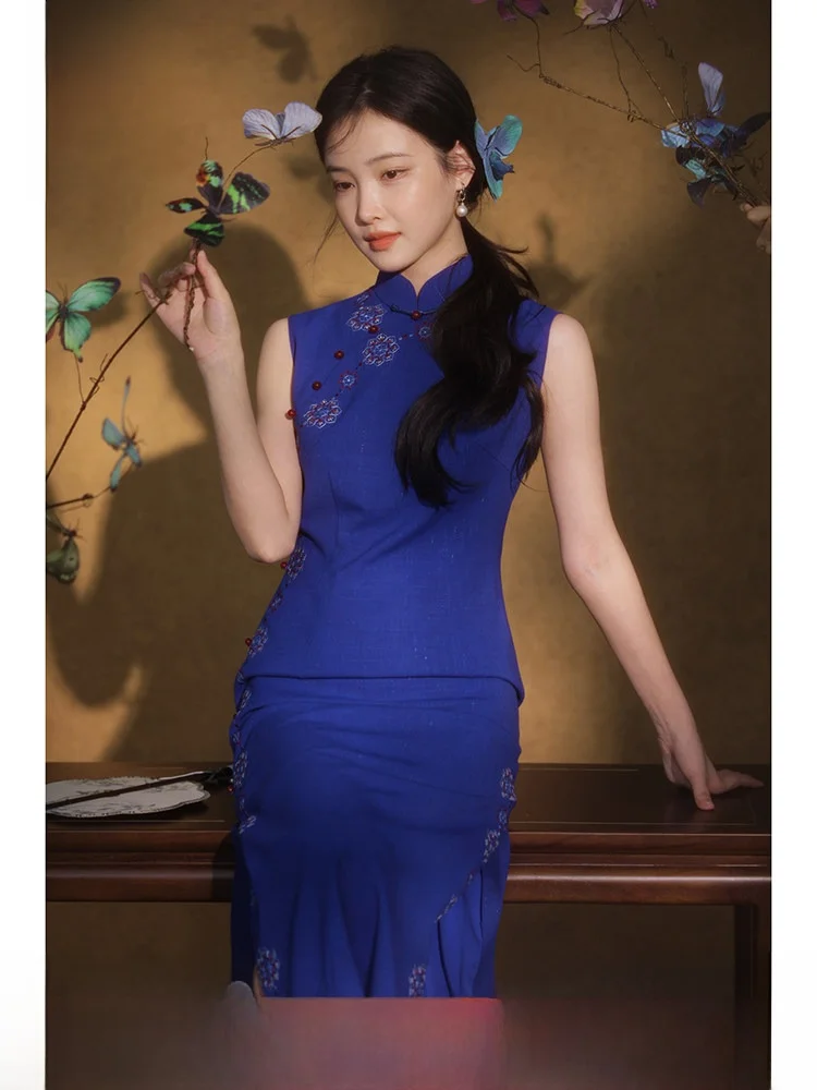 

E.Beau Red Face 2026 Summer New Sle Slim Fit Svel Embroidered for Women Breathable Polyester Blend Long D...