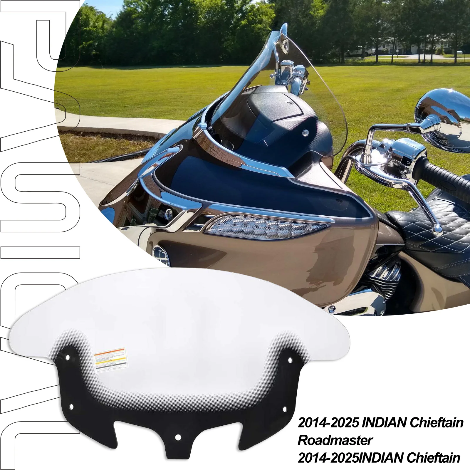 

PANICAL PC windshield for INDIAN Chieftain Roadmaster 2014-2025 Roadmaster front windshield deflector 16-inch air spoiler