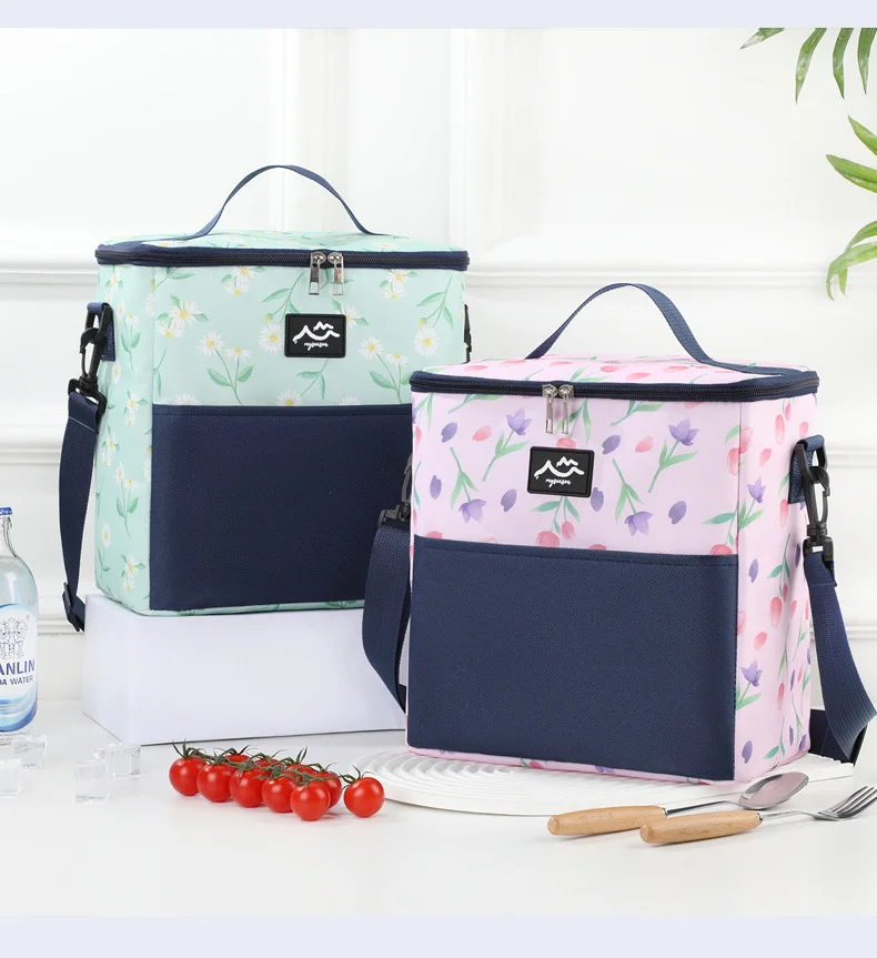Neue bedruckte isolierte Lunch-Tasche mit Griff, große Kühltasche für Camping im Freien, Lebensmittelkonservierungstasche zum Mitnehmen des Mittagessens zur Arbeit. – Detail 6