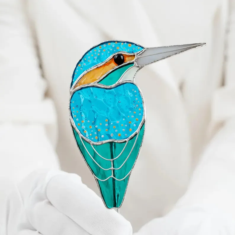 Stained Glass Hummingbird Decoration New Window Pendant Painted Bird Insert Pastoral Garden Kingfisher
