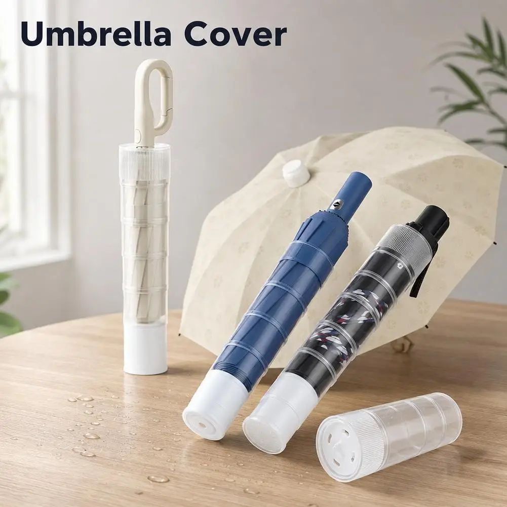 Waterproof Folding Umbrella Cover Telescopic Storage Case Portable Non-Dripping Umbrella Accessories for Travel