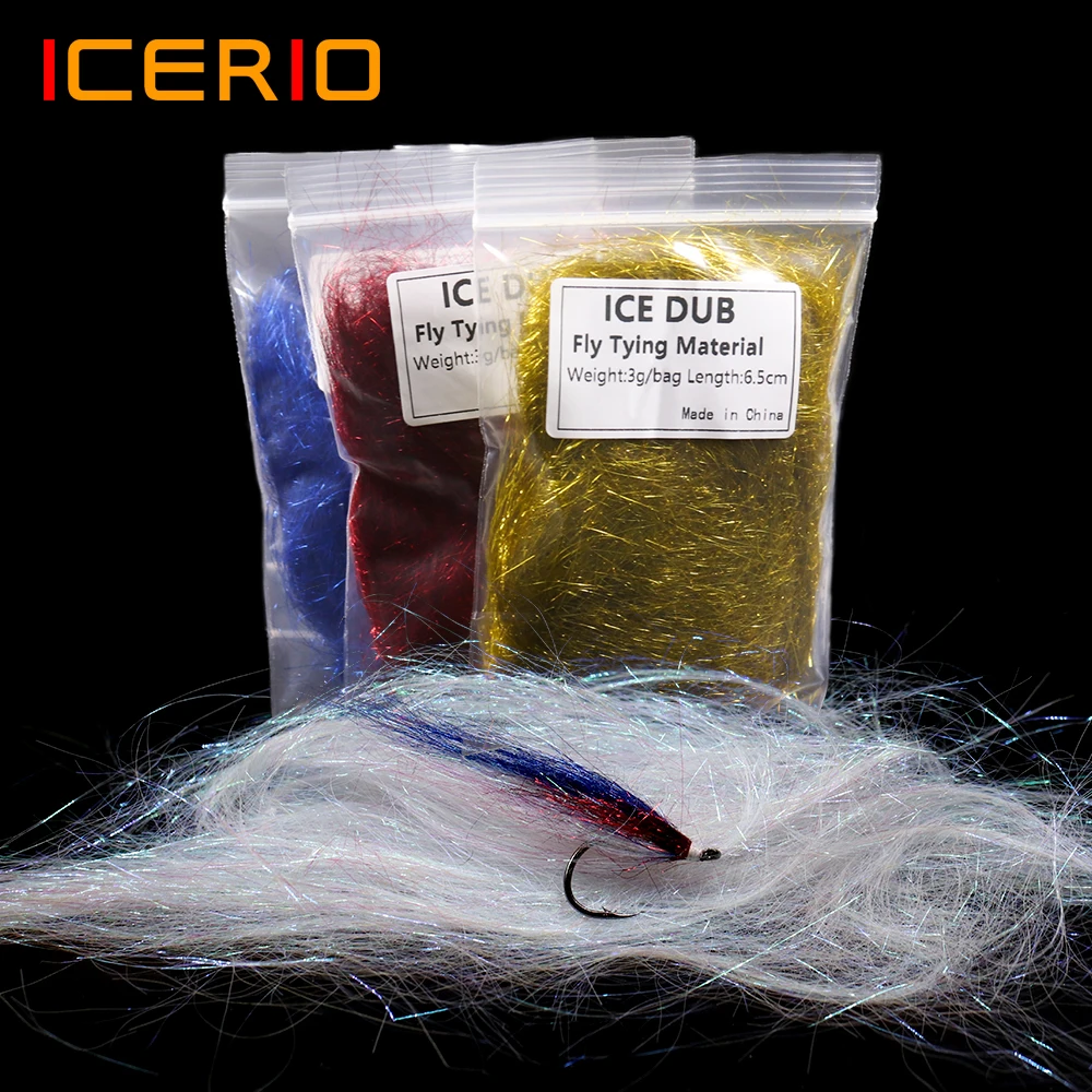 ICERIO 1Pack 6.5cm /8cm Long Ice Dubbing Fly Tying Material Flash Thin Ice Wing For  Streamers Baitfish Mnnow Saltwate Flies