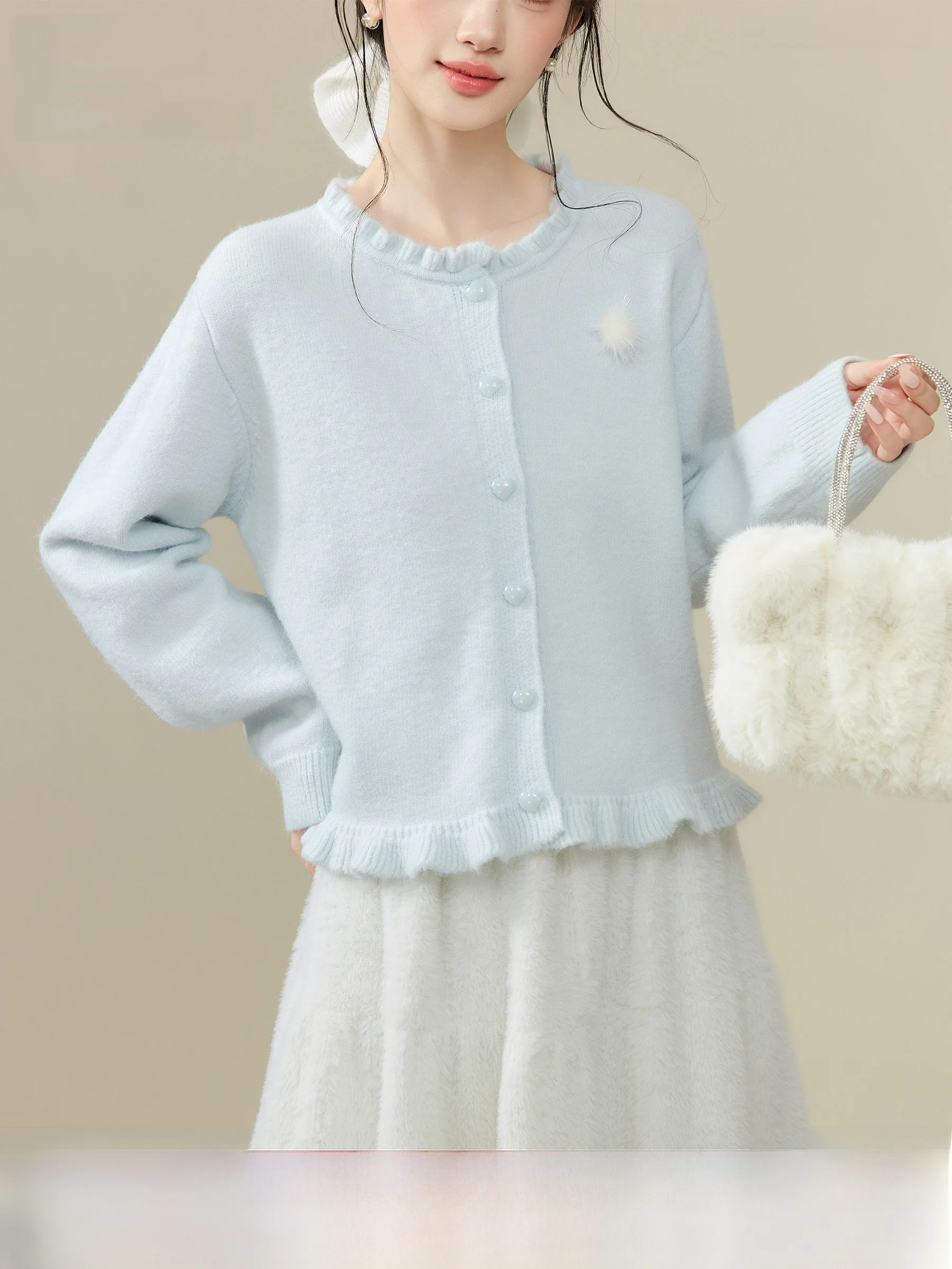 

Dianxu Qilang Lazy Korean Sle Sweater Wooden Trim Open Cardigan Soft Comfortable Warm Anti-static Antibacterial Sweater