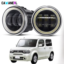 2 X Car Front LED Fog Light Assembly Angel Eye Daytime Running Lamp DRL H11 For Nissan Cube (Z12) 2009 2010 2011 2012 2013 2014