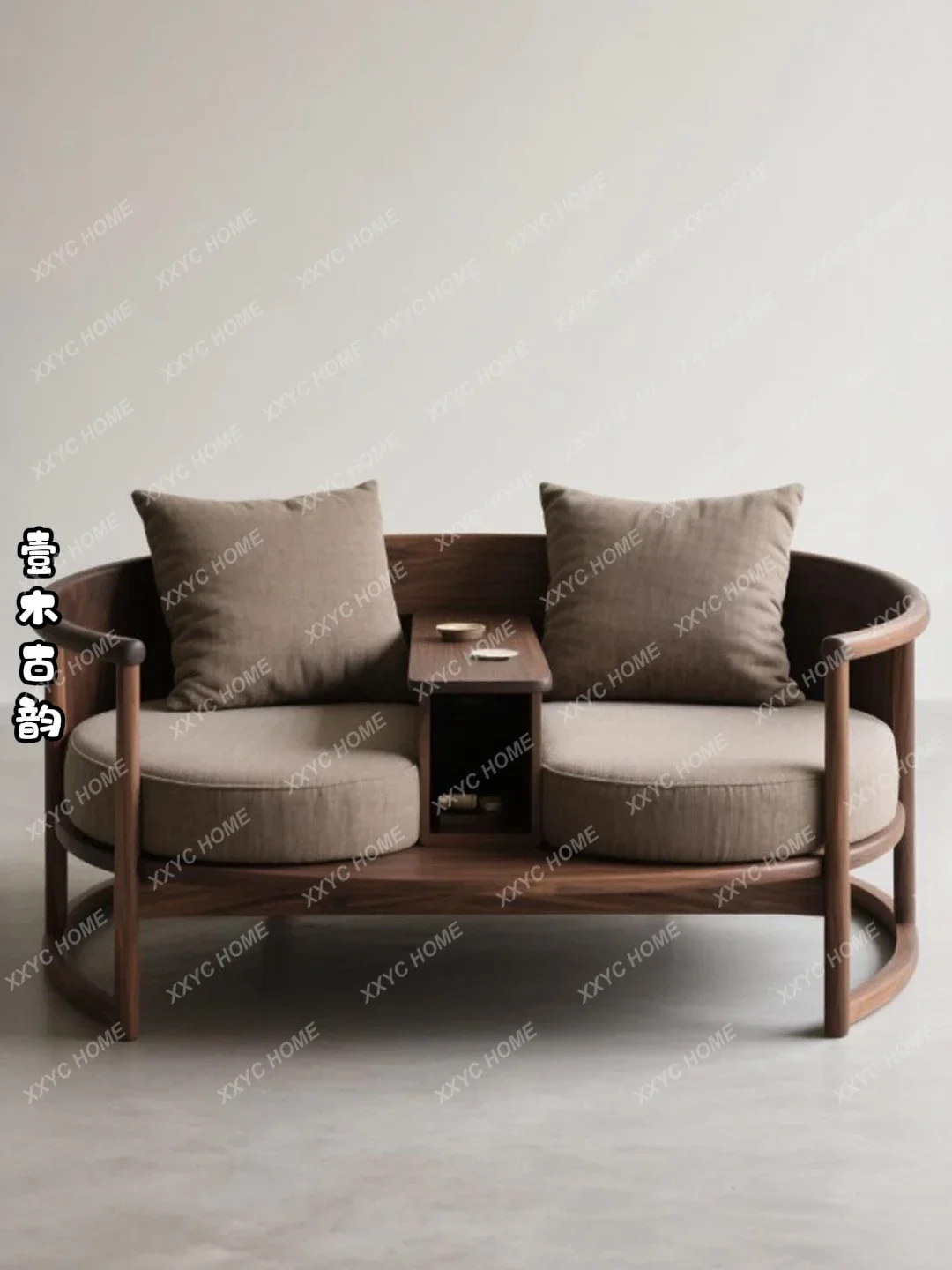 YYNew Chinese Arhat bed double sofa solid wood one-piece chair fabric chaise longue