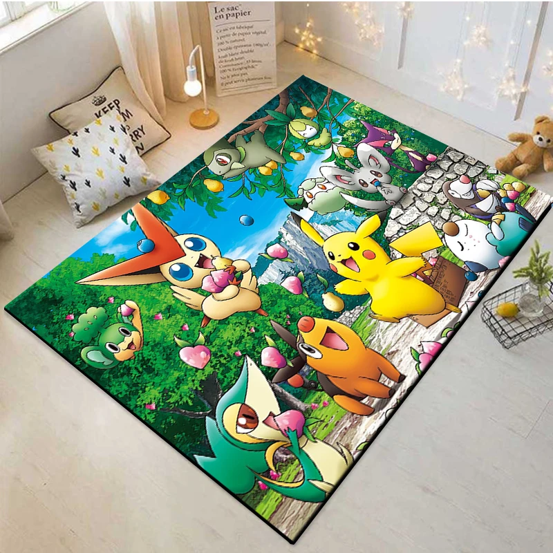 Pokemon Full Character Large Area Rug 3D Carpets Home for Living Rooms Kids Bedroom Sofa Doormat Decor Child Non-slip Floor Mats