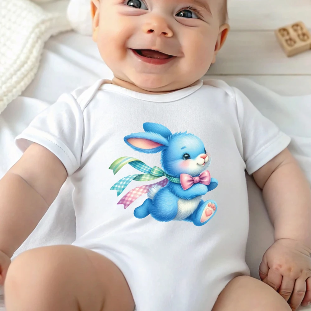 

Комбинезон из чистого хлопка с принтом «Пасхальный кролик» для малышей, удобный хлопковый комбинезон для новорожденных от 0 до 12 месяцев