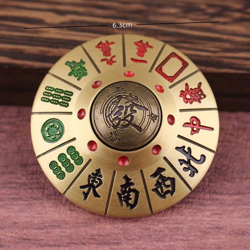 Instantly San Yao Flying Saucer Brass Double-Sided Mahjong Handheld Piece Huzhi Artifact Rotating Stress