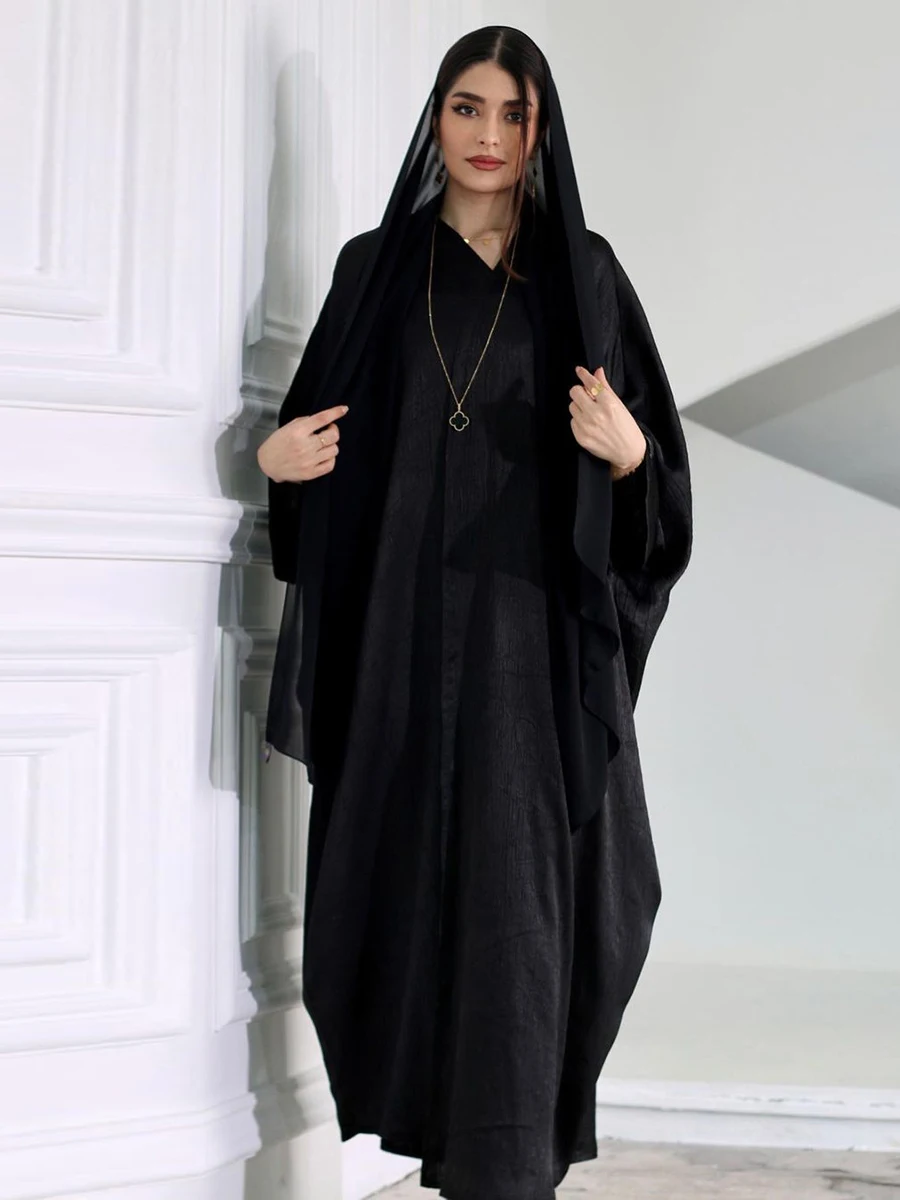 Siskakia-Cardigan à manches chauve-souris en satin brillant pour femme, robe musulmane modeste, kimono de Dubaï, Abaya ouverte, Corban Eid, grande