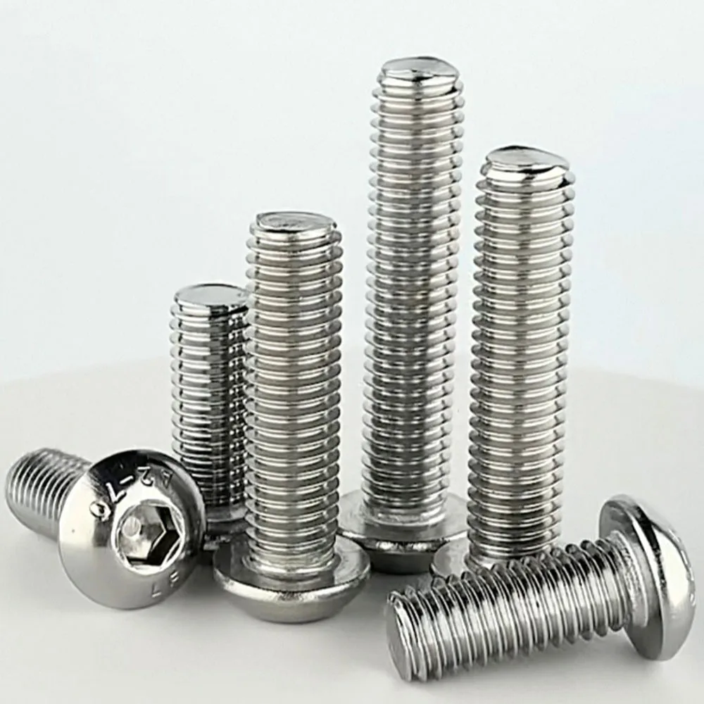 ISO7380 Hex Socket Round Button Head Bolts UNC 2#-56 4#-40 6#-32 8#-32, A2 SUS304 Stainless Steel Allen Screws