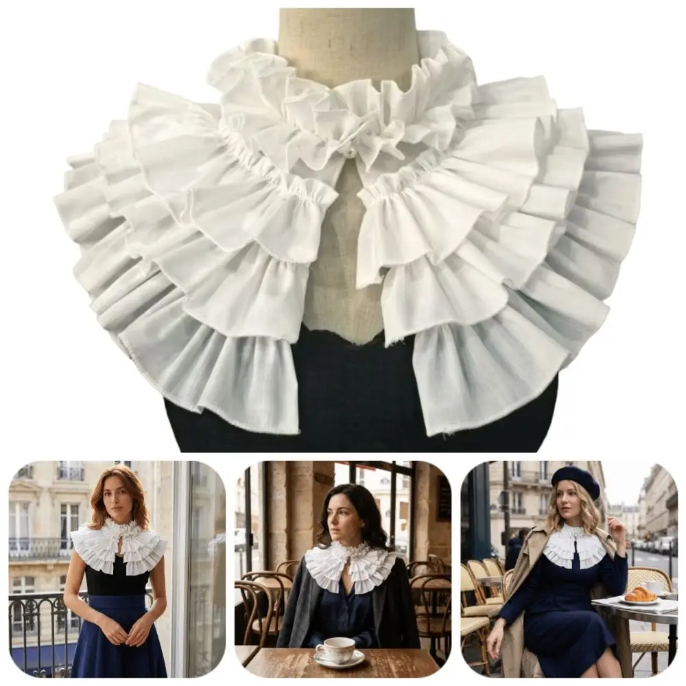 

Adjustable Layered Ruffle False Collar Retro Elegant Detachable Collar Comfortable French Style Decorative Ruffle Neckline Girls