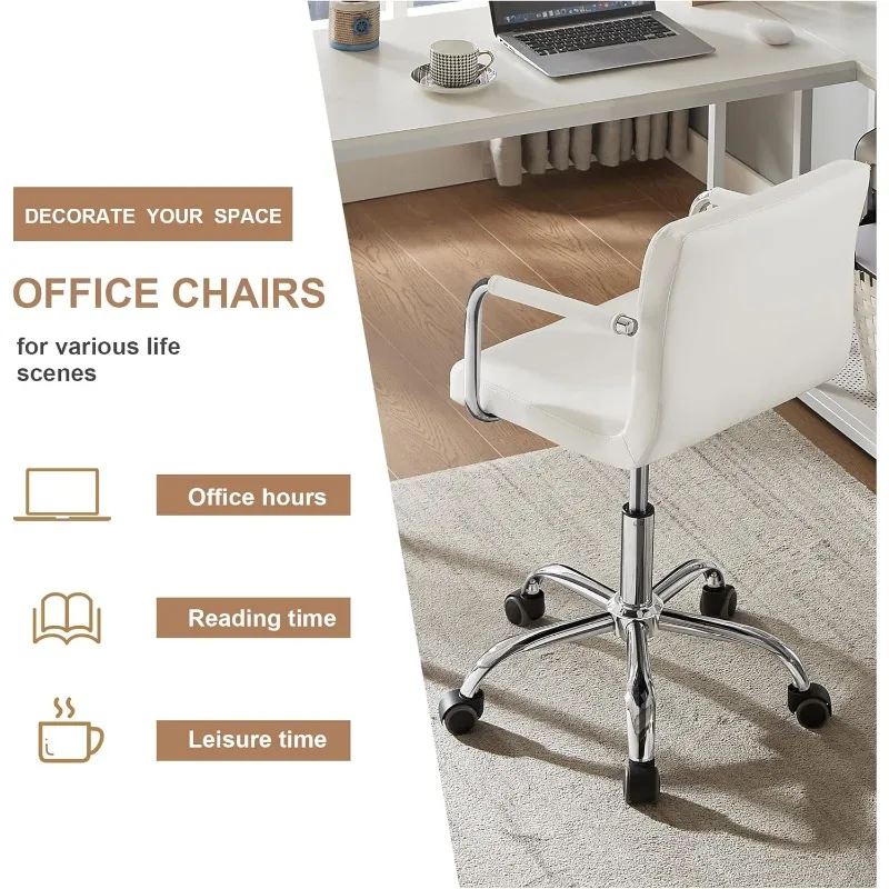 Rolling Work Chair for Home Office Desk Adjustable Height with Wheels for Study/Task 360°Swivel Mid Back Office Chair