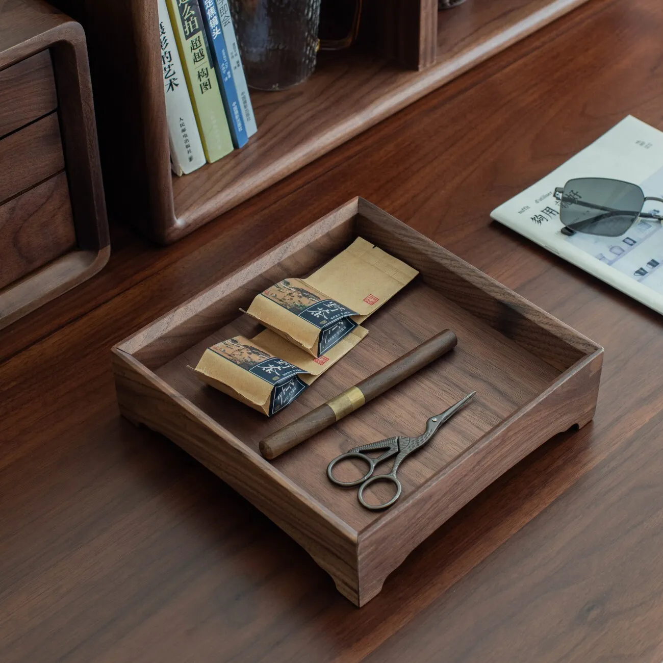 Designer Indoor Tea Tray Vintage office Wooden Decorative Tea Tray Luxury On Table Solid Wood bandejas de madera Tea Supplies