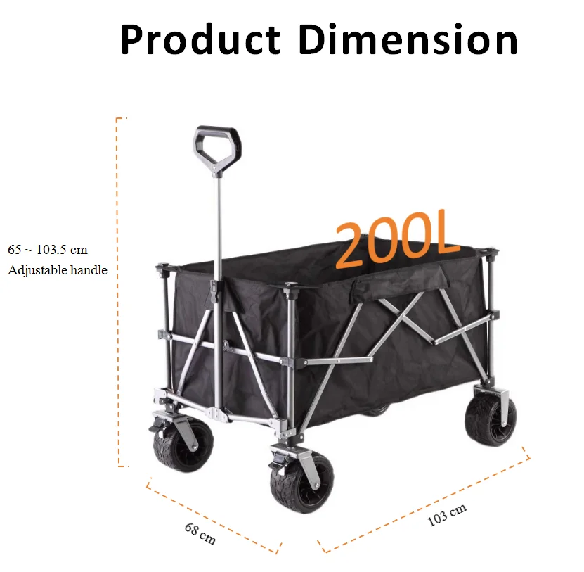 Factory Direct Sale Outdoor Folding Beach Wagon Heavy Duty Trolley Portable Camping Utility Garden Cart