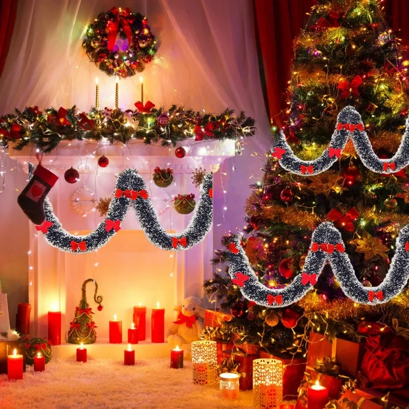 2 m, 10mの緑の杖,クリスマスの弓,花輪のペンダント,結婚式のパーティー,家の装飾のための吊り下げられた緑の杖リボン