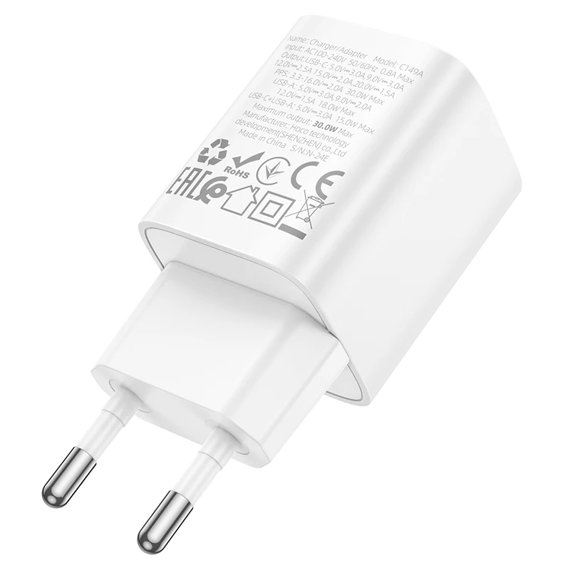 HOCO PD30W Fast Charging Phone Charger For iPhone 15/14/13 Pro Max PD QC3.0 Wall Travel Quick Charging Adapter For Samsung S24