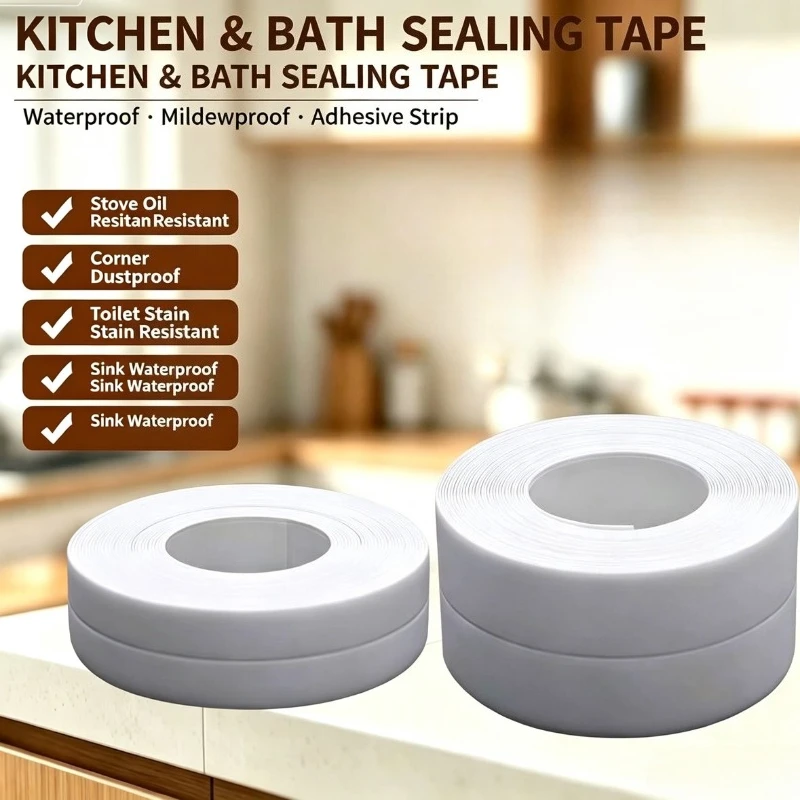 100/200/320cm Bathroom Kitchen Self Adhesive Sealing Tape Shower Sink Bath Caulk Strip Waterproof Wall Stickers Sink Edge Tapes