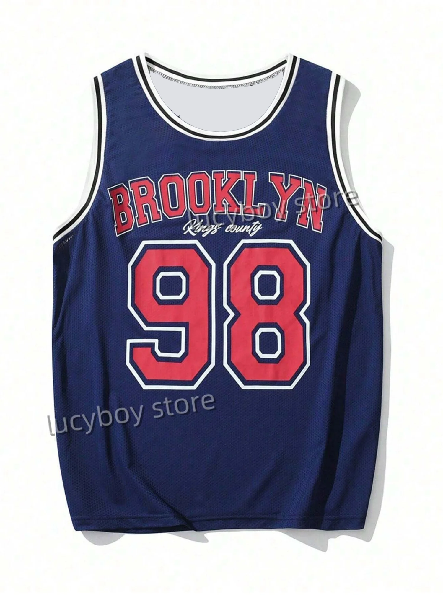 

summer men BROOKLYN No.98 Print Round Neck Casual Tank Top men Basketball Jersey vest Boyfriend Style sport basketball vest