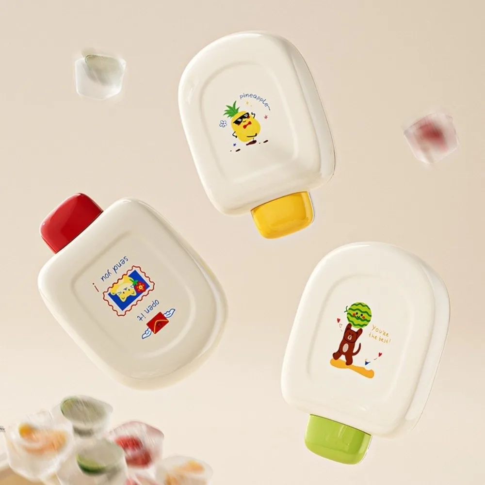 Cartoon 6 Grids Press Ice Cube Mold Food Grade Silicone Leak-Proof Ice Maker Tray with Cover Quick Freezing Ice Cube Tray Summer