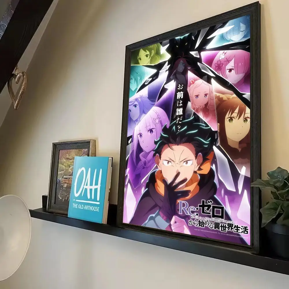 Anime Re Z-Zero Natsuki Subaru Poster Prints Watercolor Wall Art Room Decor Posters Self-adhesive Art Waterproof Paper