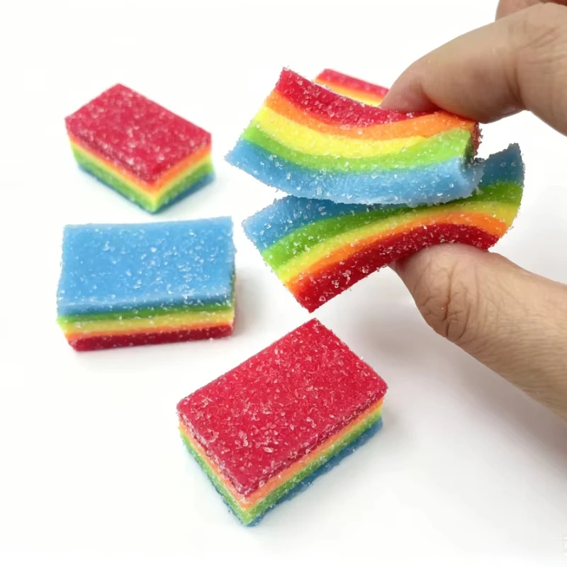 Rainbow Strip Stress Relief Ball, Soft Rainbow Candy-Shaped Stretchable Fingertip Toy, Stress-Relief Squeeze Fun