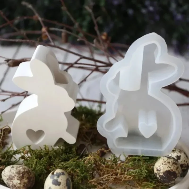 

2026 Latest Models Mould Easter Love Rabbit Candle Holder Molds Left Right Love Rabbit Candle Base Plaster Decorative Ornament