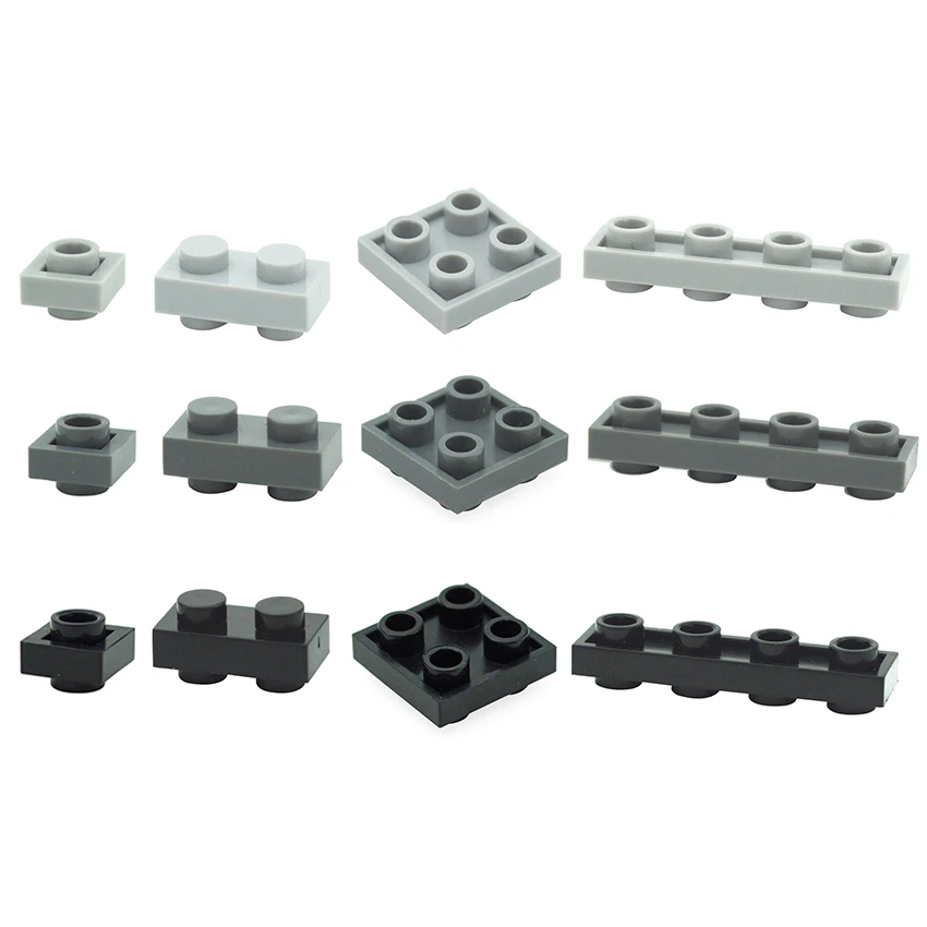 50PCS Special Plates 1x1 1x2 2x2 1x4 w. knobs both sides DIY Technical Bricks MOC Building Blocks Parts Creative Toys for kids