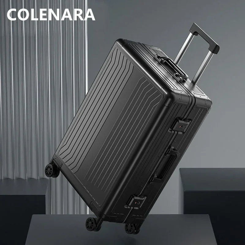 COLENARA equipaje de gran capacidad cubierta de carrito de negocios 20 pulgadas caja de embarque de aleación de aluminio y magnesio maleta de 24 "28 pulgadas