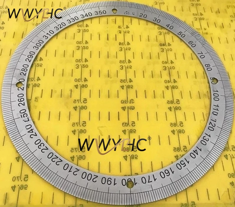 Diameter:250mm Inner D:200mm Thickness:2mm 360 Degree Disc Mechanical Fittings Angle Measuring Ruler Positioning Hole Dial
