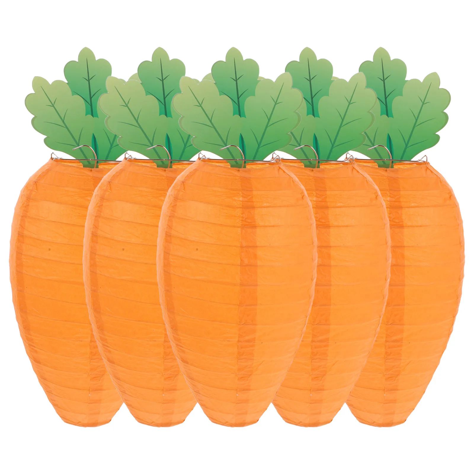 

5pcs Carrot-Shaped Paper Lanterns 10" Reusable Hanging Decor For Easter Party Supplies Wedding Birthday Spring Event Home Garden