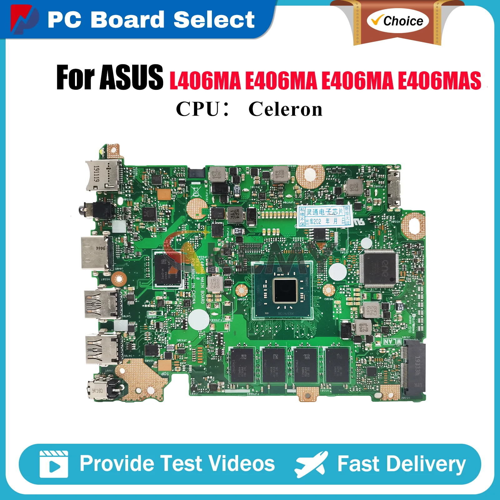 

E406MA Laptop Motherboard For ASUS EeeBook E406MAS E406M E406MA L406MA Notebook Mainboard W/ Celeron CPU 100% tests OK fast ship